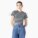 Dickies Women's Striped Cropped Baby T-Shirt - Black/teal Explorer Stripe Size L (FSR51)