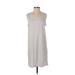Carole Hochman Casual Dress - Shift V Neck Sleeveless: White Print Dresses - Women's Size Small