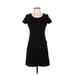 Ann Taylor LOFT Casual Dress - A-Line Scoop Neck Short sleeves: Black Print Dresses - Women's Size 2 Petite