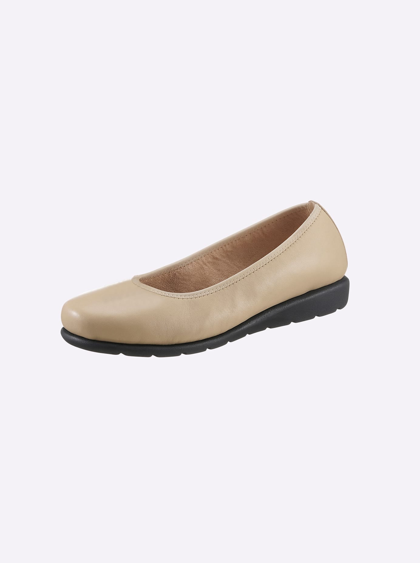 Ballerina CLASSIC BASICS, Damen, Gr. 41, beige, Glattleder, Basic, Schuhe Ballerina