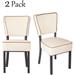 Leather Side Chair Set of 2 Kitchen Dining Room Chairs w/ Thick Upholstered Seat and Backrest - 17.7 x 16.5 x 33.5 inches