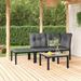 vidaXL Patio Corner Chair with Cushions Black and Gray Poly Rattan