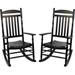 Set of 2 Outdoor Rocking Chairs, Outdoor Indoor Oversized Patio Rocker Chair High Back Rocker, Black - 34''L x 24''W x 47.6''H