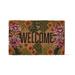 1'6"x2'6" Welcome Sentiment Floral Eden Garden Coir Mat Rectangle Indoor Outdoor Coir Door Welcome Mat Brown Background