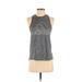 Adidas Active Tank Top: Gray Graphic Activewear - Women's Size X-Small