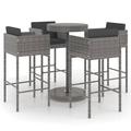 vidaXL Patio Bar Set with Cushions Poly Rattan Seat 3/5 Piece Multi Colors