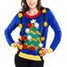 Women's Ugly Christmas Tree Sweater with Suspenders