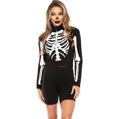 Women's Skeleton Long Sleeve Crop Top