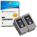 2 BLACK Remanufactured Printer Ink Cartridges for Pixma iP1600 iP1800 iP1900 iP2200 iP2500 iP2600 MP140 MP150 MP160 MP170 MP180 MP190 MP210 MP450 MP460 MX300 MX310 | PG-40 (PG40)