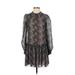 Michael Kors Cocktail Dress - DropWaist Crew Neck 3/4 sleeves: Gray Animal Print Dresses - Women's Size Small - Print Wash