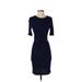 Topshop Casual Dress - Bodycon: Blue Solid Dresses - Women's Size 4