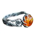 M2EA Goutte D'eau Bague Ambre Marbre Cire D'abeille Ambre Argent Incrusté Simple Tempérament Bague