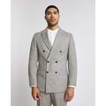 Linen Look Double Breased Suit Jacket