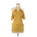 Shein Casual Dress - Bodycon V Neck 3/4 sleeves: Yellow Floral Dresses - Women's Size Medium