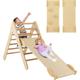 3 en 1 Triangle d'escalade Enfant avec Rampe Double Face, Echelle d'escalade en Bois Moderne avec