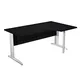 Bureau d'angle compact retour à droite Pronto Métal - L.160 x P.100 cm - Plateau Noir - Pieds L Blanc