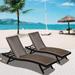 2-Piece Outdoor Wicker Chaise Lounge with Armrest Adjustable Backrest