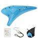 12 Holes Alto ToneC Sky Blue Ceramic Ocarina for Children / Adults / Beginners with Song Book Neck Cord Carry Bag Good Gift Musical Instrument