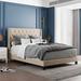 Queen Size Linen Upholstered Platform Bed with Headboard and Solid Wood Frame