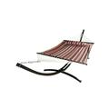 Petra Leisure 15 Ft. Indoor/Outdoor Heavy Duty Black Steel Arc Hammock Stand & Premium Quilted Hammock Bed w/Pillow.(Elegant Fiesta Stripe)