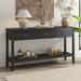 Pine Wood Table Top Entryway Table Modern Console Table Wood Finish Side Table Metal Handles Sofa Table for Hallway