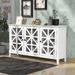 Solid Wood Frame Console Table Adjustable Shelves Sideboard Accent Cabinet Wood Grain Doors Entryway Table for Hallway
