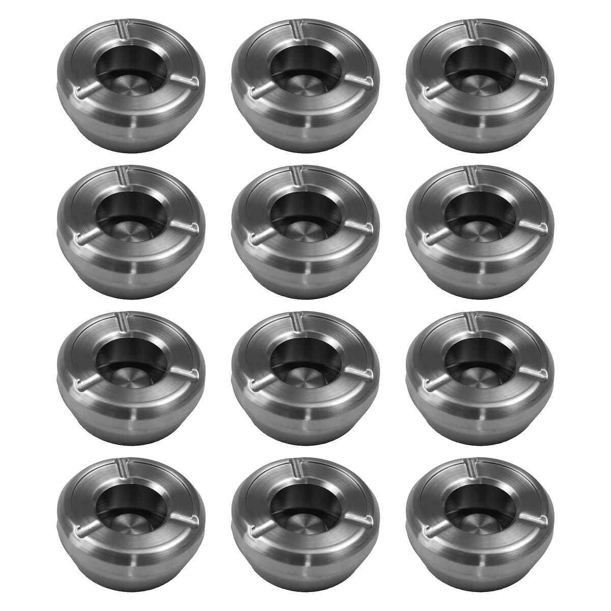 GVK ECO 12 Stück Windaschenbecher Aschenbecher mit abnehmbaren Deckel aus Edelstahl ø 9,8cm Image