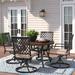 Lark Manor™ Alyah Round 4 - Person 44" Long Outdoor Dining Set w/ Cushions Metal in Black/Brown | 44 W x 44 D in | Wayfair