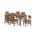 POLYWOOD® Modern Studio Urban Chair 7-Piece Parsons Table Outdoor Dining Set Plastic in Brown | 64 W x 33.99 D in | Wayfair PWS2129-1-TE