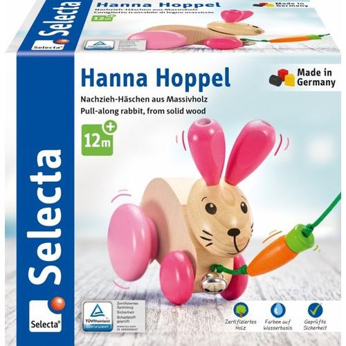 Selecta 62023 - Nachzieh-Hase, Hanna Hoppel, Holz, 13 cm - Selecta Spielzeug
