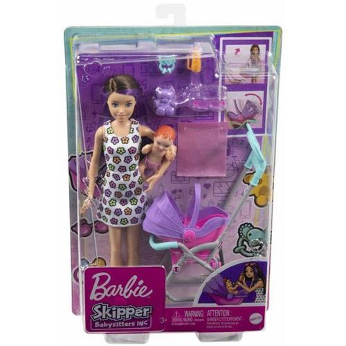 Barbie Skipper Babysitters Inc. Puppe mit Kinderwagen, Baby & Zubehör - Mattel