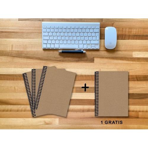 A 5 Notizbuch – Set, 3+1 gratis, Luxury 80 Seiten MUSKAT Designerecycling, punktiert 20x20mm