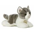 Aurora 10813 - MiYoni Katze Tabby, liegend, grau/weiß, Plüschtier, 20 cm - Aurora