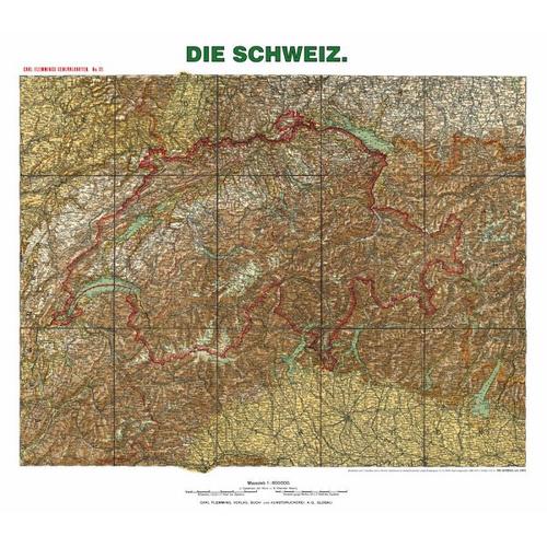 Historische Karte: Die SCHWEIZ – um 1905 [gerollt]