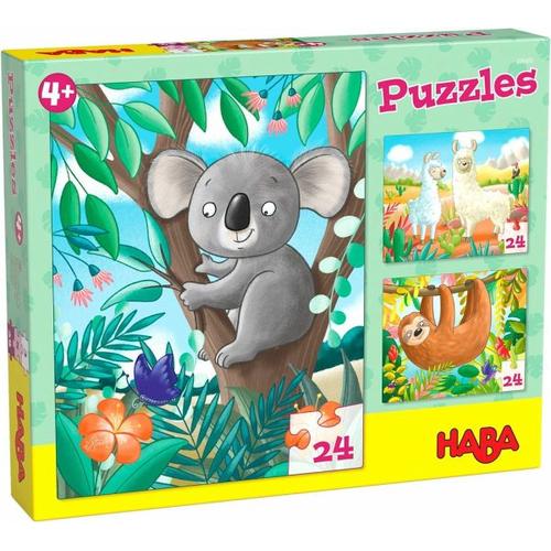 HABA 306480 - Puzzles Koala, Faultier & Co., 3x Puzzlespaß mit je 24 Teilen - HABA Sales GmbH & Co. KG