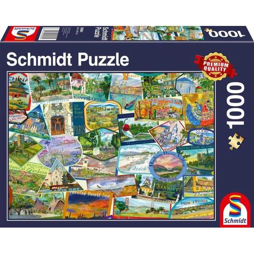 Schmidt 58984 - Reise-Sticker, Puzzle, 1000 Teile - Schmidt Spiele