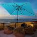 Arlmont & Co. Neance 10' x 6.5' Rectangular Lighted Market Sunbrella Umbrella Metal in Green/Blue/Navy | 98.4 H x 120 W x 78 D in | Wayfair