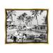 Bayou Breeze Vintage Tropical Beach Resort Framed Floater Canvas Wall Art By Graffi*Tee Studios Canvas in Black/White | Wayfair