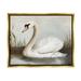 Rosalind Wheeler Swan In Pond Painting Framed Floater Canvas Wall Art By Ziwei Li Canvas in Brown/Green | 25 H x 31 W in | Wayfair