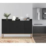Mercer41 Fermont 47.2" Sideboard w/ Open Countertop & Adjustable Shelf-Functional Storage Buffet Cabinet in Black | Wayfair