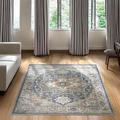 Blue 87 x 63 x 0.31 in Living Room Area Rug - Blue 87 x 63 x 0.31 in Area Rug - Bungalow Rose Vintage Medallion Front Door Mat Non-Slip Floral Kitchen Mat Indoor Entryway Rug Tribal Distressed Throw Carpet Low Pile Non-Shedding For Living Room | Wayfair