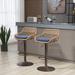 Corrigan Studio® Jenkintown Swivel Adjustable Height Bar Stool Upholstered/Metal/Wicker/Rattan in Blue | 19.3 W x 18.9 D in | Wayfair