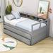 Wildon Home® Palantoni Twin Size Wood Daybed w/ 2 Trundles & Slats Wood in Gray | 35.5 H x 47.8 W x 81.9 D in | Wayfair