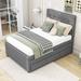 Red Barrel Studio® Blonnie Tufted Storage Platform Bed Wood & /Upholstered/Linen in Black | 56 H x 56 W x 80 D in | Wayfair