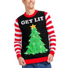 Men's Get Lit Light Up Ugly Christmas Sweater