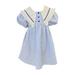 ZRBYWB Girls Dress Summer Bubble Sleeve Collar Print Elegant Dress Princess Dress Summer Clothes