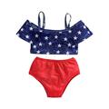 Toddler Girls Summer Swimsuit Sleeveless Summer Beach Swimsuit Children s Girls Summer Swimsuit White Star Print Backless Two Piece Swimsuit Kids Swimsuit