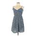 Abercrombie & Fitch Casual Dress - Mini V Neck Sleeveless: Blue Print Dresses - Women's Size Medium