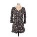 Mossimo Supply Co. Romper V Neck 3/4 sleeves: Black Floral Rompers - Women's Size Medium