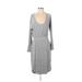 Gap Casual Dress Scoop Neck 3/4 sleeves: Gray Print Dresses - Women's Size Small